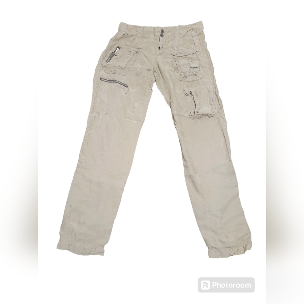 Johnny Was Pete & Greta Beige Cargo Pants Size 2 Straight Leg